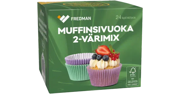 Muffinivormid Fredman 2-värvi Mix 24tk