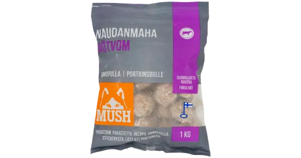 Mush Duo külmutatud veise kõhud koerale 1kg