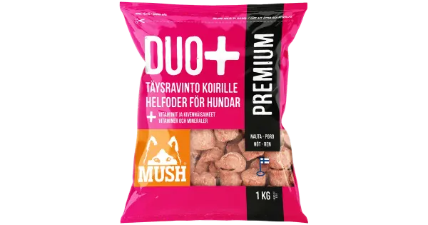 MUSH DUO+ PREMIUM täissööt koertele 1KG