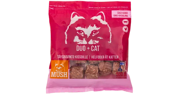 Mush Duo toores täistoit kassile sealiha ja kanalihaga 500g