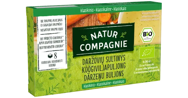 Natur Compagnie orgaaniline köögiviljapuljong suhkruvaba, 8 kuubikut, 84g