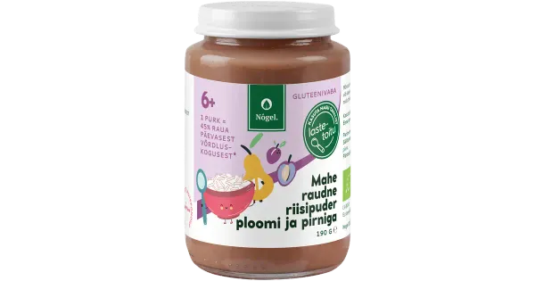Nogel Mahe raudne riisipuder ploomi ja pirniga 6k, 190 g