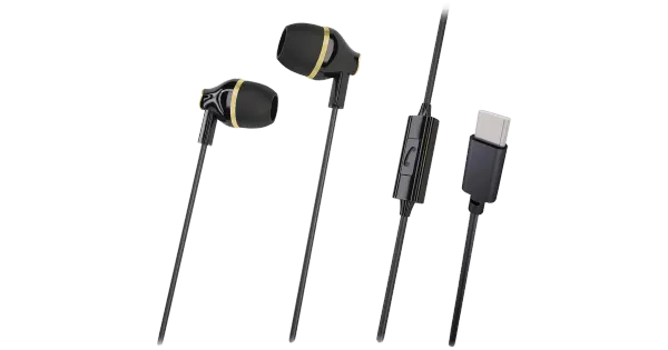 Nööpkõrvaklapid Wave USB-C must/kuld