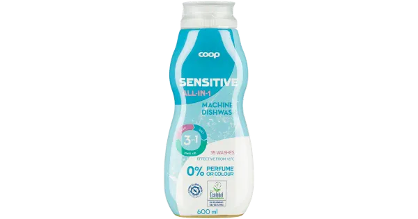 Nõudepesumasina geel Coop Sensitive allin1 600ml
