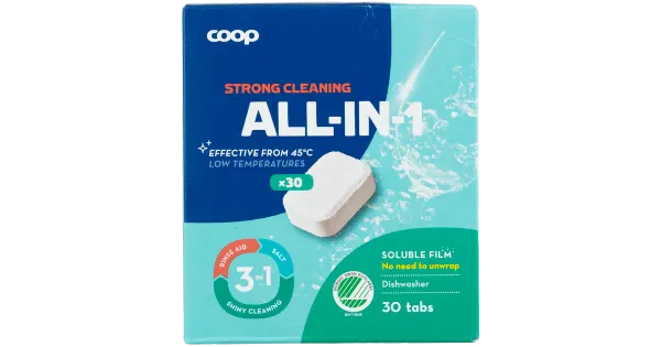 Nõudepesumasina tabletid Coop Allin1 30tk