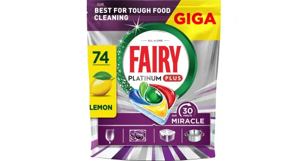 Nõudepesumasina tabletid Fairy Platinum Plus All In One 30 Minute Miracle 74tk
