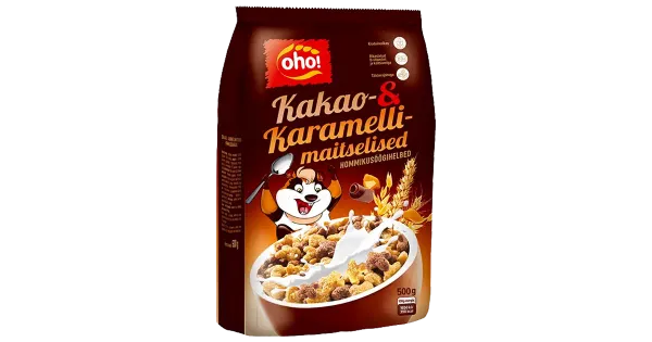 Oho kakao-ja karamellimaitselised teraviljahelbed 500g