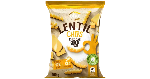 Oho! läätsekrõpsud Cheddar juustuga 100 g
