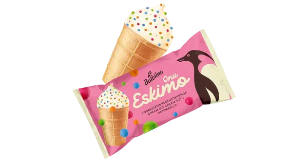 Onu Eskimo Vanillimaitseline Koorejäätis Kommitükkidega Vahvlitopsis 125ml/65 g