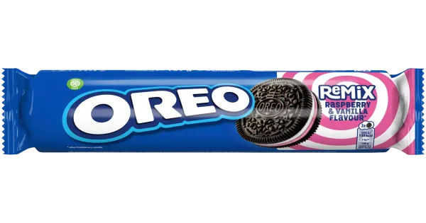 Oreo remix vaarika- ja vanillimaitselised kihilised küpsised, 157 g