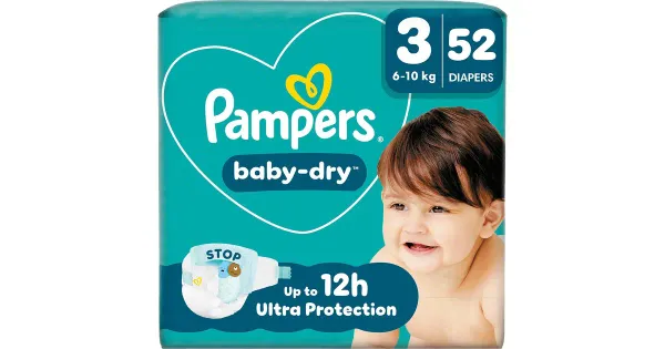 Pampers Baby Dry teipmähkmed S3, 6-10kg, 52 tk