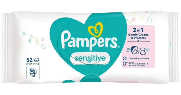 PAMPERS SENS.BABY niisked salvrätikud 52tk