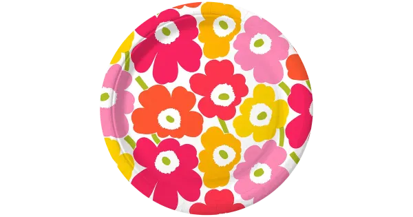 Papptaldrikud Marimekko Mini Unikko kollane roosa 23cm
