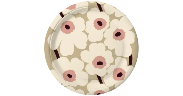 Papptaldrikud Marimekko Unikko beež roosa 18cm
