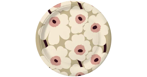 Papptaldrikud Marimekko Unikko beež roosa 22cm