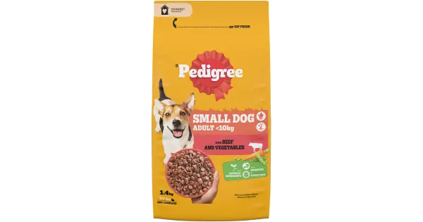 Pedigree <10kg kuivtoit väikestele koertele veiselihaga 1,4 kg