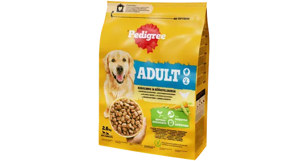 Pedigree kuivtoit Adult, kodulinnu ja köögiviljadega , 2.6kg