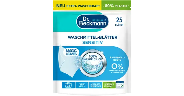 Pesuvahendi lehed Dr.Beckmann Magic Leaves Sensitive Cotton Fresh 25tk