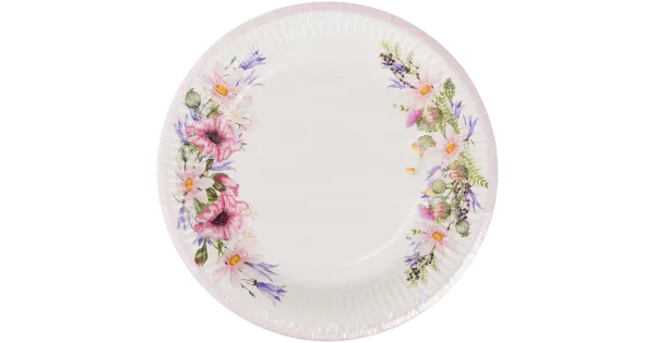 Picnic Smile papptaldrikud 23cm 10tk suvelilled