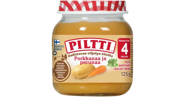 PILTTI kartuli ja porgandipüree lastetoit 125g, al. 4-elukuust