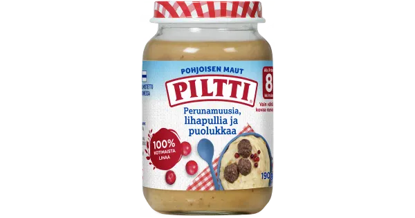 Piltti kartulipüree lihapallidega ja pohladega lastele alates 8- elukuust, 190 g