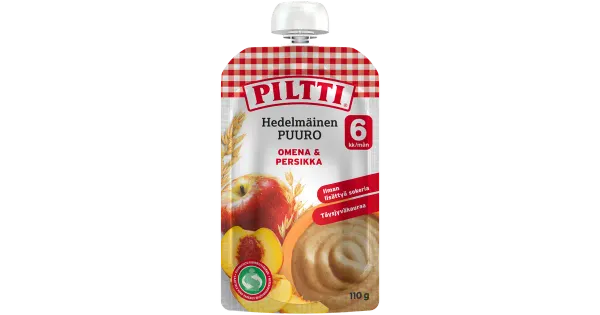 Piltti õuna-virsiku puder 110g, alates 6-elukuust