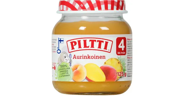 Piltti puuviljapüree lastele mango, aprikoosi ja ananassiga 125 g, alates 4-elukuust