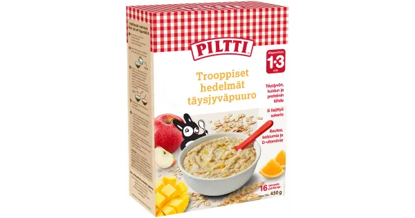 Piltti täistera pudrupulber troopiliste puuviljadega 1–3a 450g