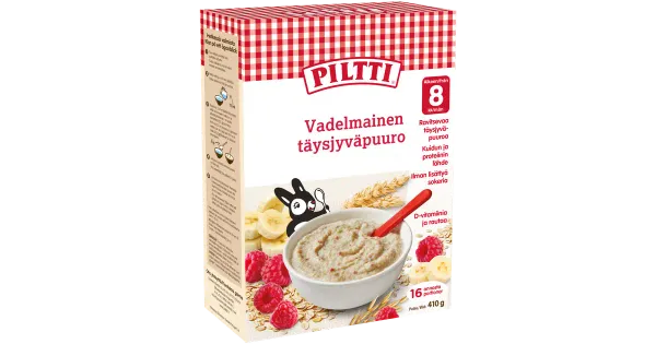 Piltti täisterapuder vaarikaga 8 k, 410 g