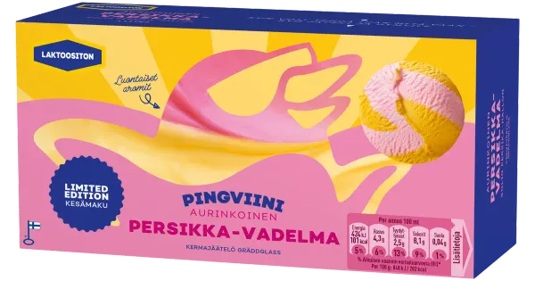 Pingviini Laktoosivaba virsiku-vaarika jäätis 1 l/500 g