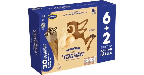 Pingviini Toffee-Šokolaadi & Küpsise Jäätis 8 X 67 g