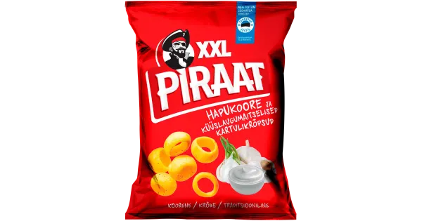 PIRAAT hapukoore ja küüslaugumaitselised kartulikrõpsud XXL 220G
