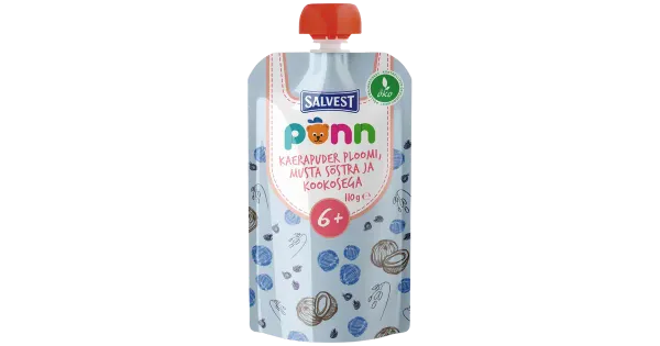 Ökoloogiline Kaerapuder ploomi, musta sõstra ja kookosega (6 kuud) PÕNN 110g, EE-ÖKO-03