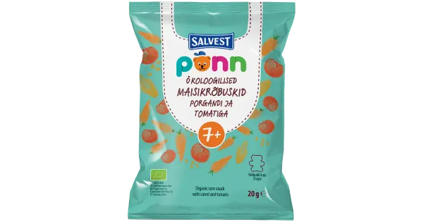 Põnn öko maisikrõbuskid porgandi ja tomatiga 20g alates 7-elukuust