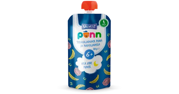 Ökoloogiline Teraviljapuder PÕNN piima ja puuviljadega HEAD UND (6 kuud) 110g, EE-ÖKO-03