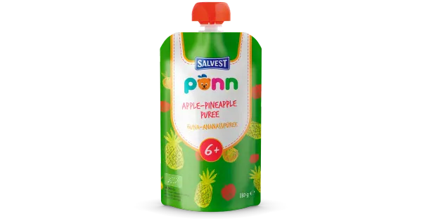 Ökoloogiline Õuna-ananassipüree, PÕNN, 110g, 6+, ÖKO, EE-ÖKO-03