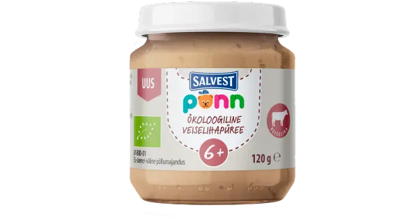 Ökoloogiline Veiselihapüree PÕNN, 120g,  6+, ÖKO, LV-BIO-01