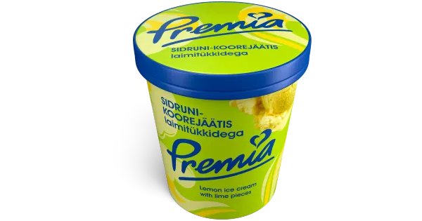 Premia Sidrunimaitseline Koorejäätis Laimitükkidega 240 G/0,5 l