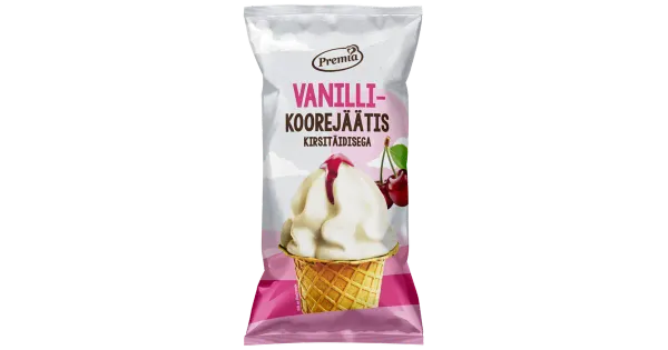 Premia Vanilli-Koorejäätis Kirsitäidiega Vahvliopsis 75 g/140 ml