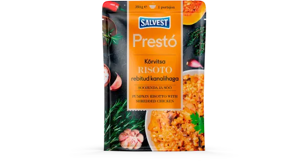 Presto kõrvitsa risoto rebitud kanalihaga 350g, gluteenivaba