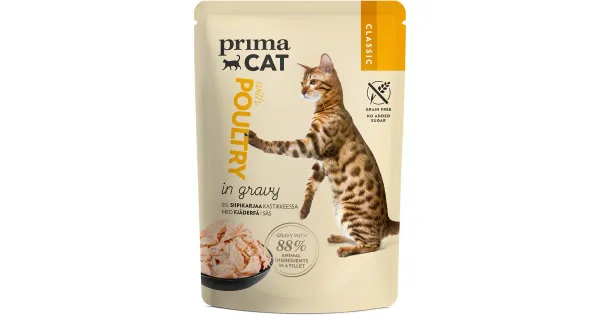 Prima Cat täissööt kassidele kastmes linnulihaga 85g