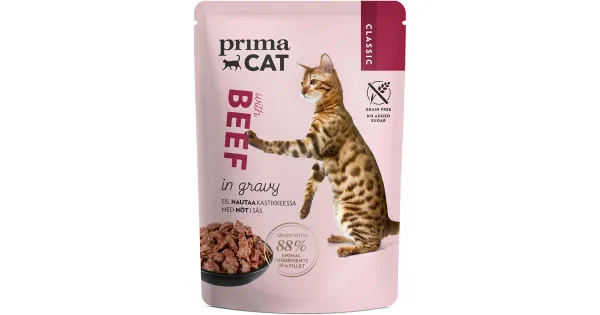 Prima Cat täissööt kassidele kastmes veiselihaga 85 g
