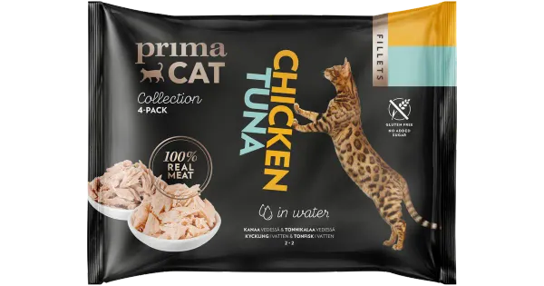 Primacat täissööt kassidele kana ja tuunikalaga 4x50g