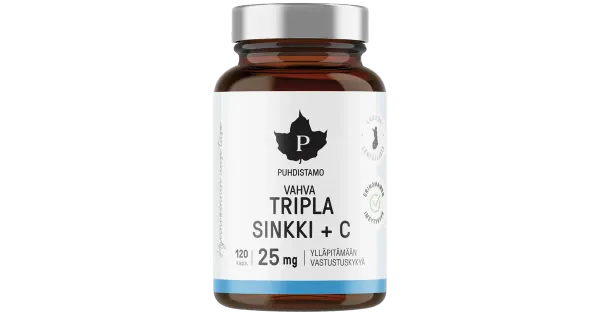 Puhdistamo 3 tsinki 25mg + C-vitamiin 120 kapslit