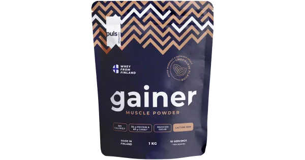 PULS Gainer lihasmassi joogipulber šokolaadimaitseline, laktoosivaba 1 kg