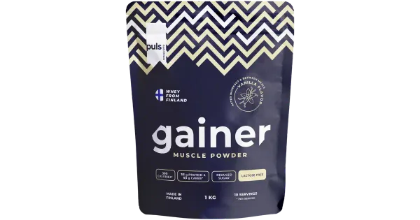 PULS Gainer lihasmassi joogipulber vaniljemaitseline, laktoosivaba 1 kg