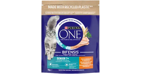 Purina One Senior kuiv kassitoit kanaliha ja täisteraviljadega 750g