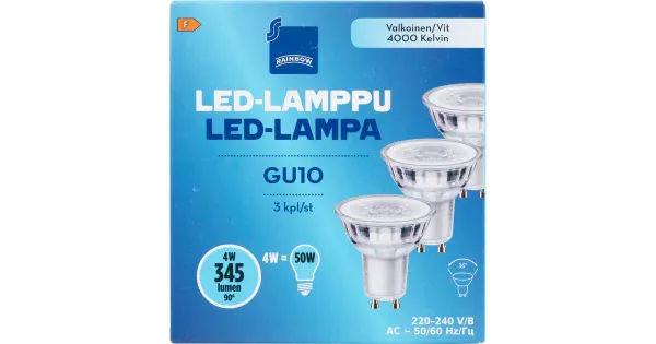 Rainbow LED-lamp Gu10 3,6W 4000K 350LM, 3 tk