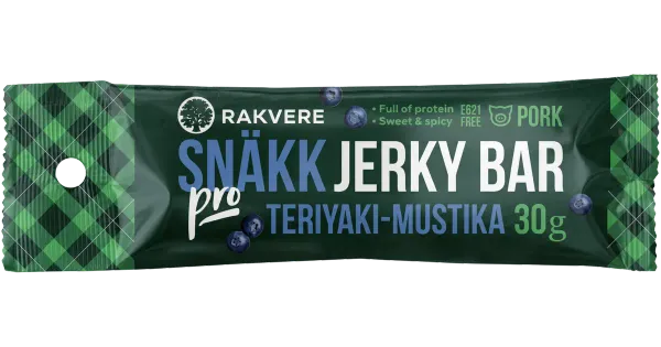 Rakvere SNÄKK pro Teriyaki-mustika jerky bar 30 g