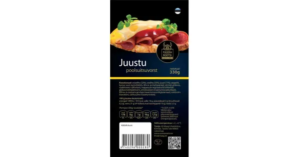 Rannarootsi Juustu Poolsuitsuvorst 330 G